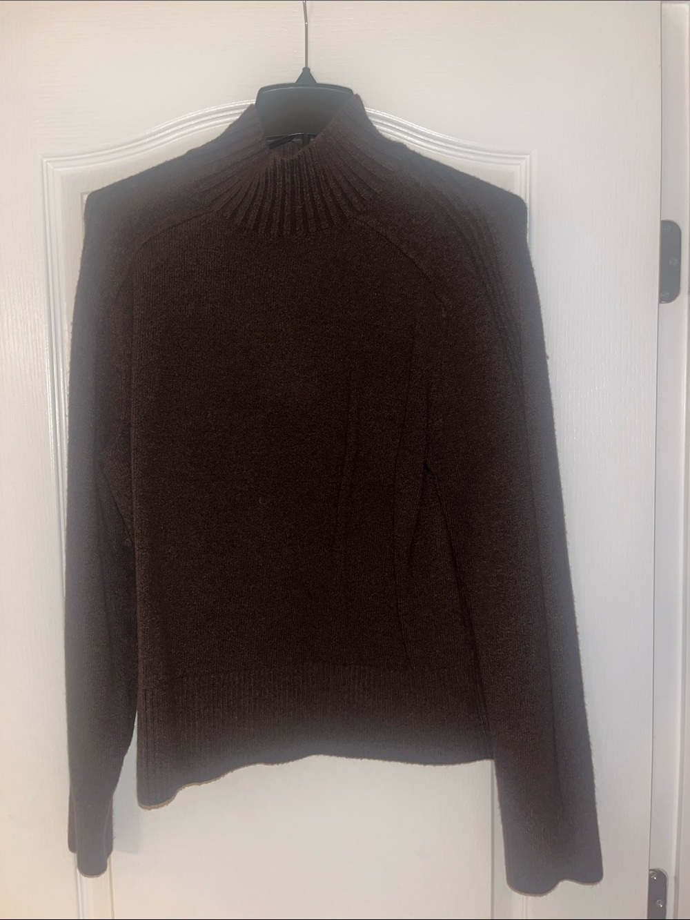 LOFT Dark Brown Ribbed Mock Neck Sweater